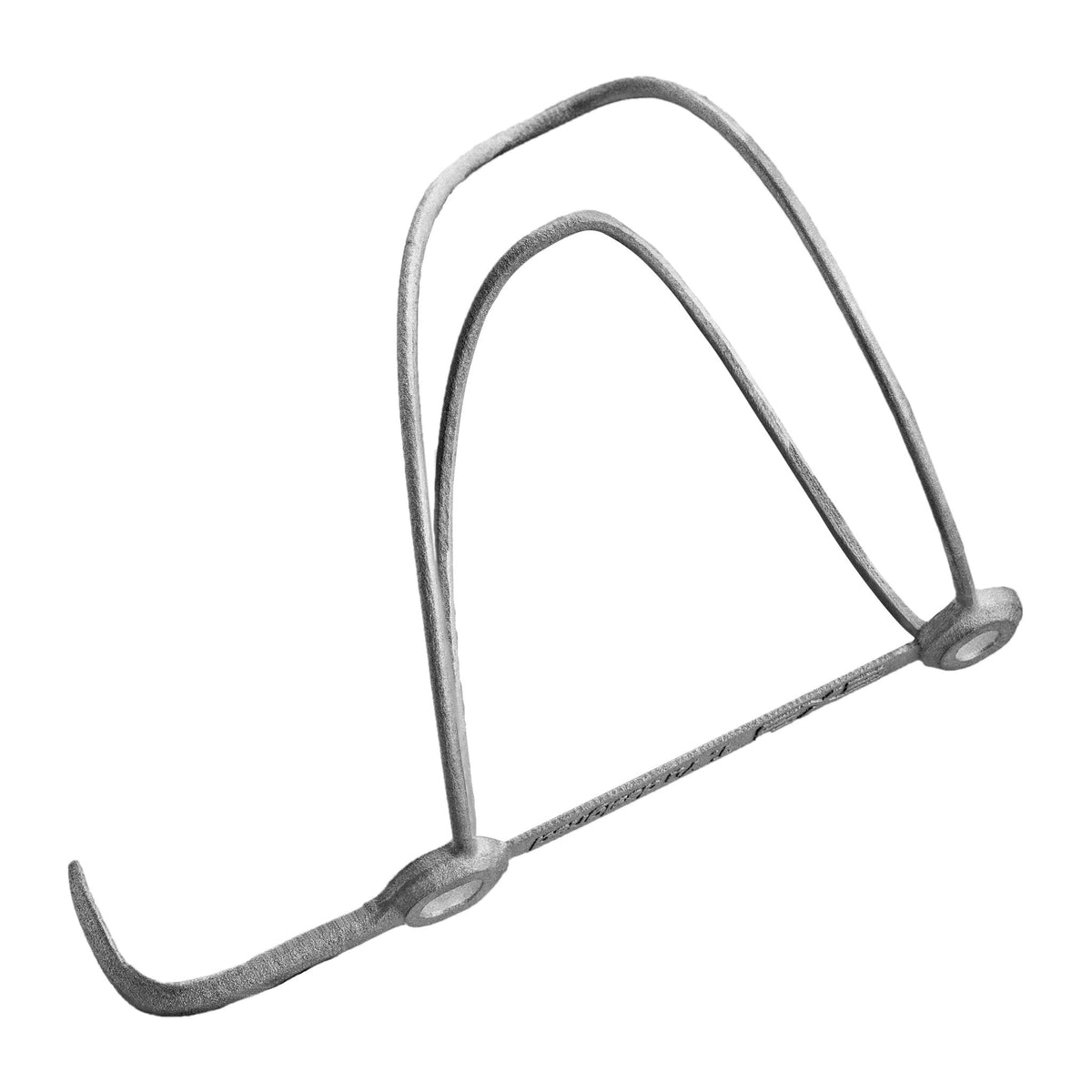 Titanium bottle cage, three-quarter view
