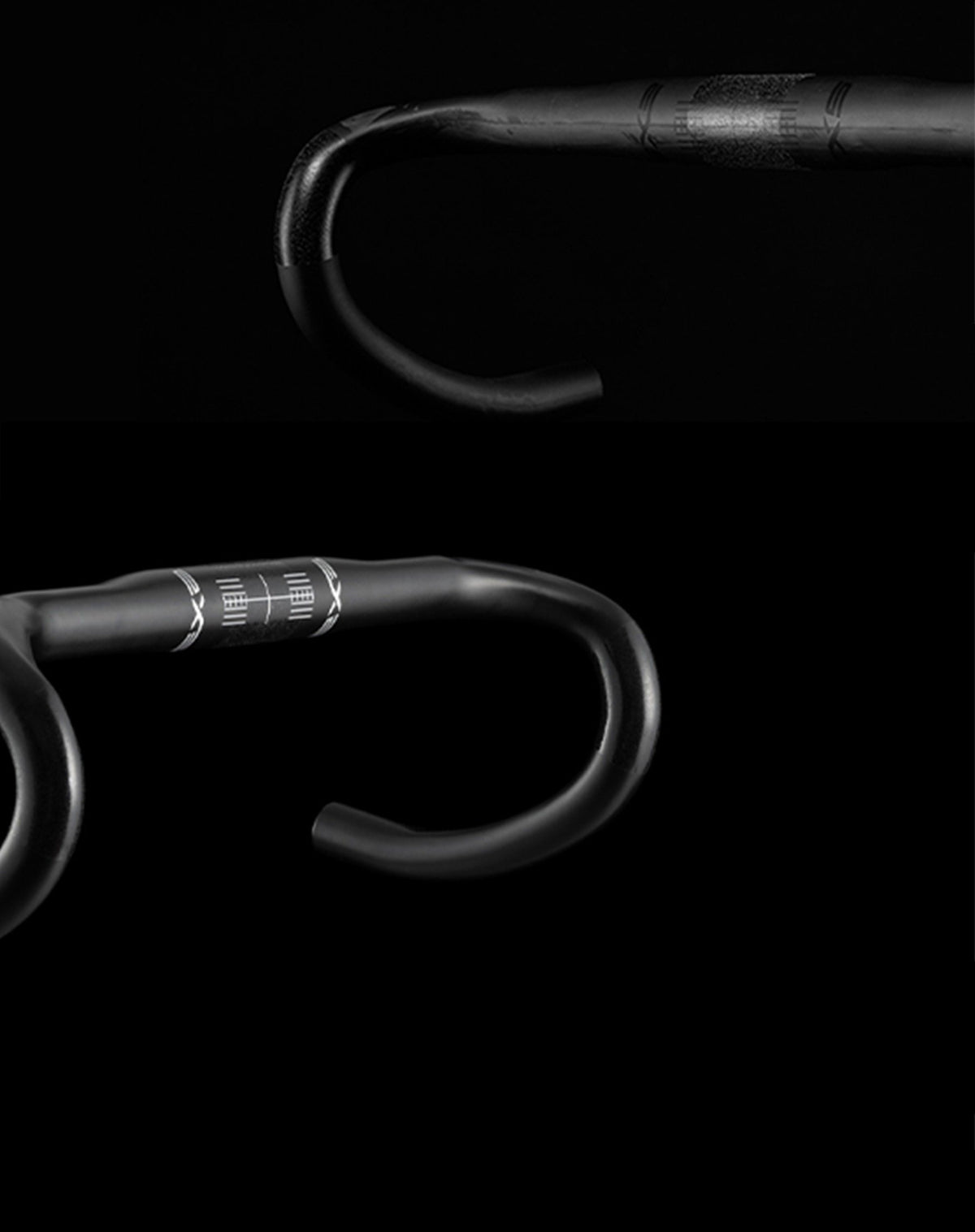 EXS R180 handlebar, two views of the tops and drops