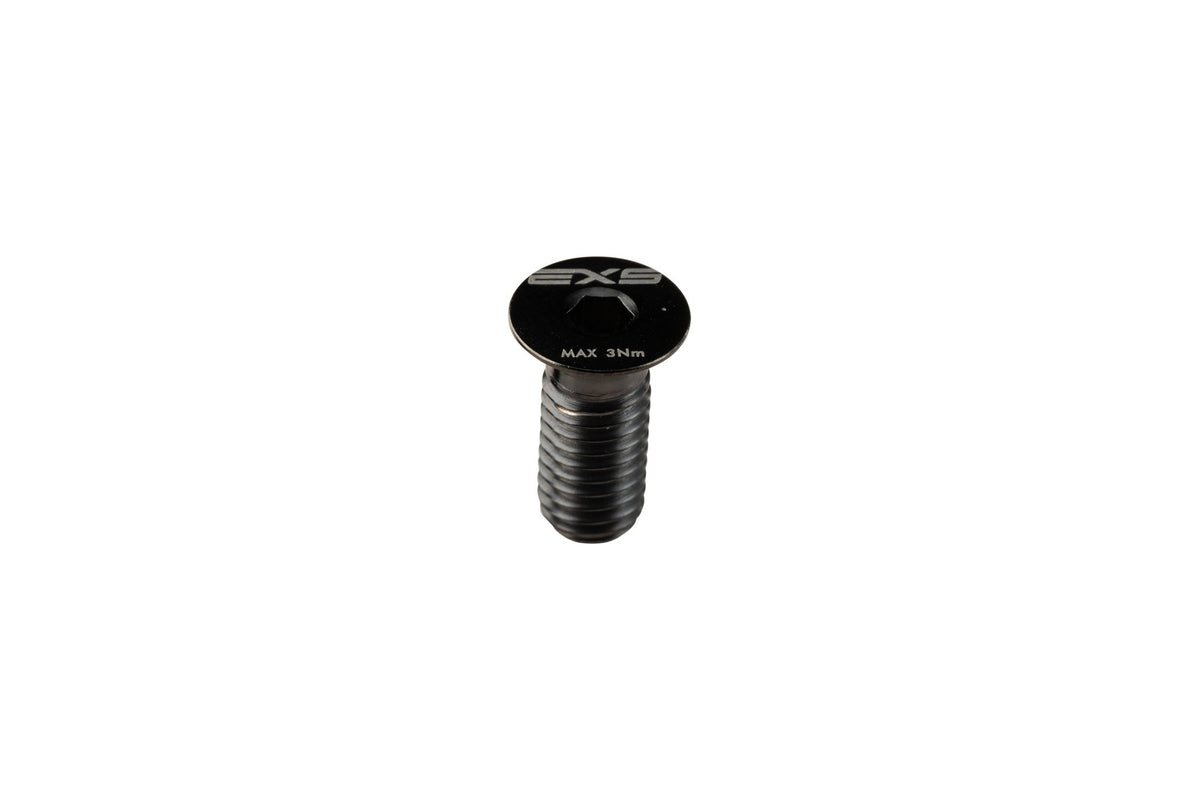 Titanium countersunk bolt for the EXS bottle cage, marked max 3 Nm