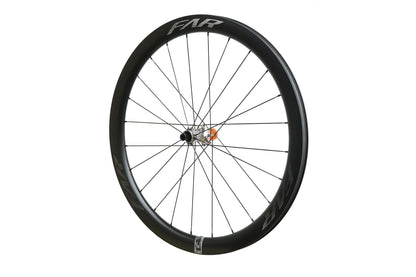 Roue Farsports C4 de face, jante 45 mm rayonnée en rayons acier Alpina Ultralite