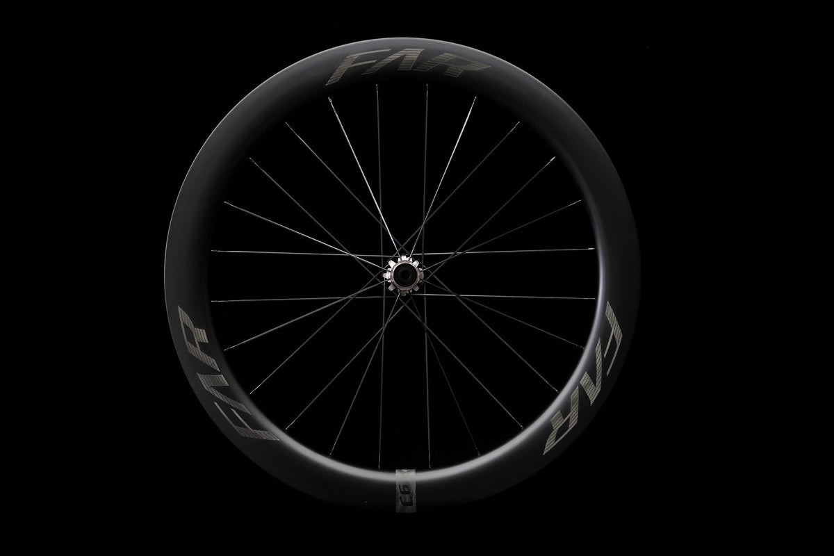 Farsports C6 58.5 mm wheelset photographed on black