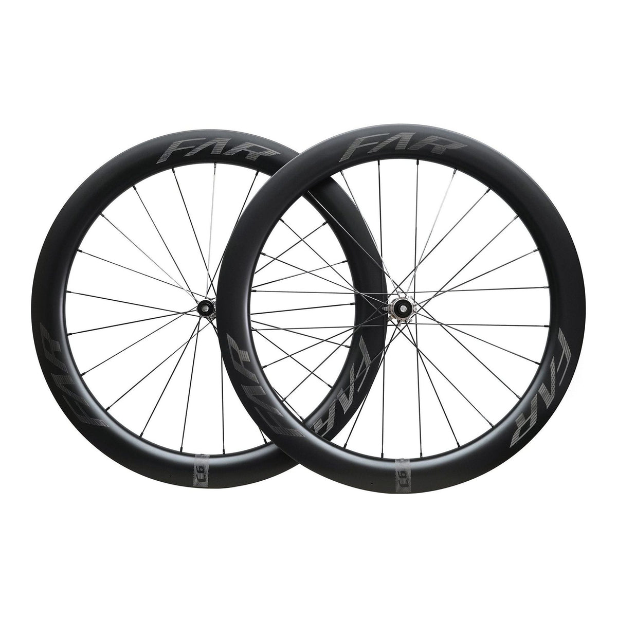 Farsports C6 58.5 mm carbon road wheelset, front and rear wheels