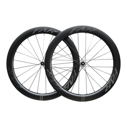 Farsports C6 58.5 mm carbon road wheelset, front and rear wheels