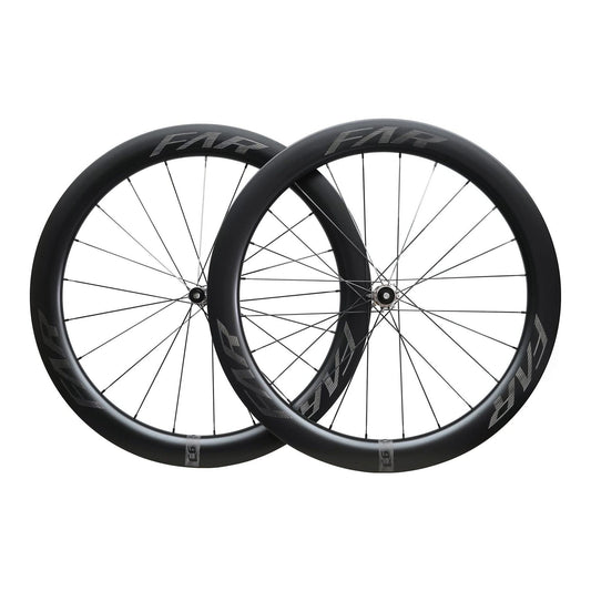 Farsports C6 58.5 mm carbon road wheelset, front and rear wheels