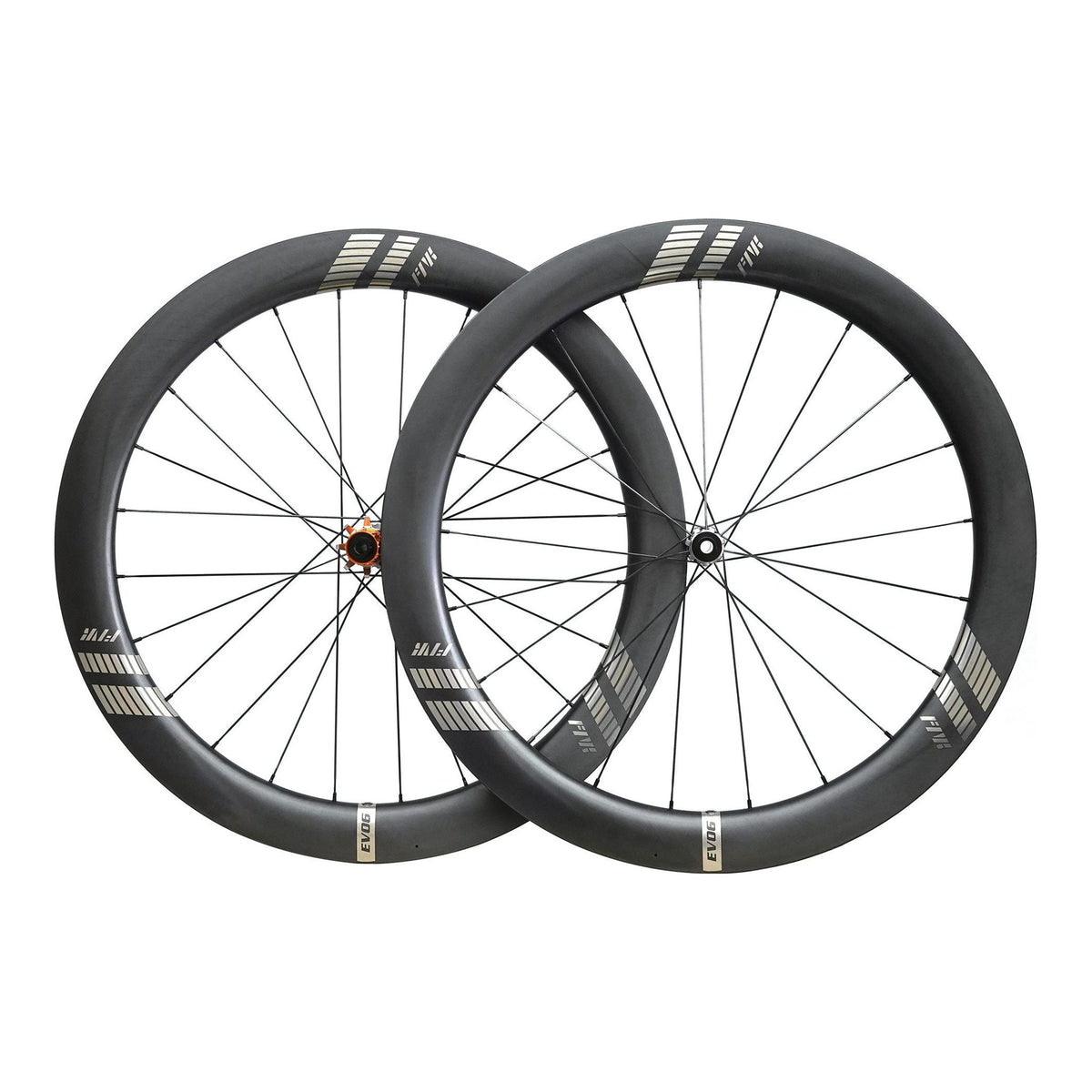 Farsports EVO C6 58.5 mm carbon road wheelset, front and rear wheels