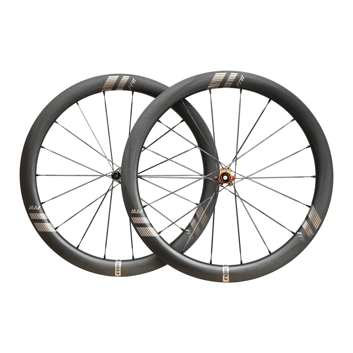 Farsports EVO S5 50 mm carbon road wheelset with carbon spokes, front and rear wheels