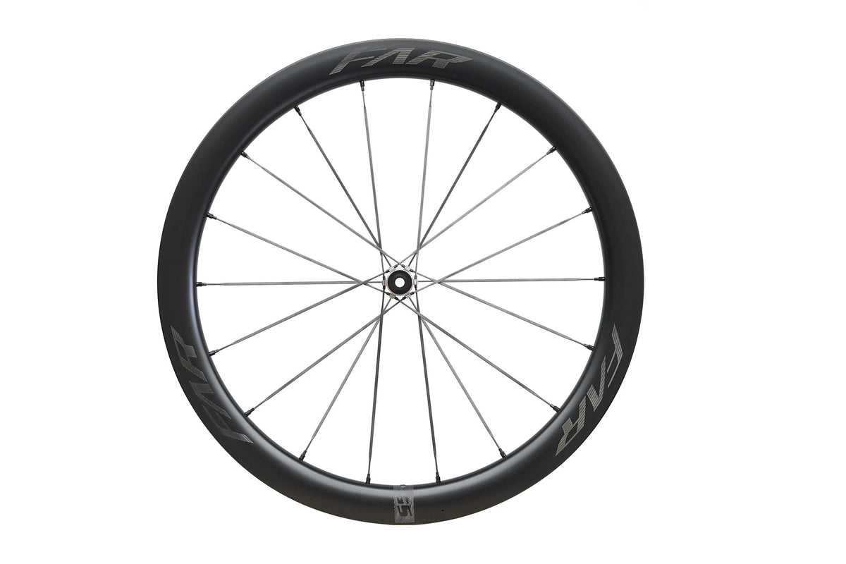 Farsports S5 front wheel, 50 mm rim laced with bladed carbon spokes